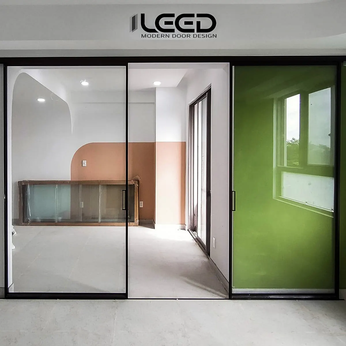 Cửa lùa Slim – Văn phòng – cửa lùa 2 cánh lối vào